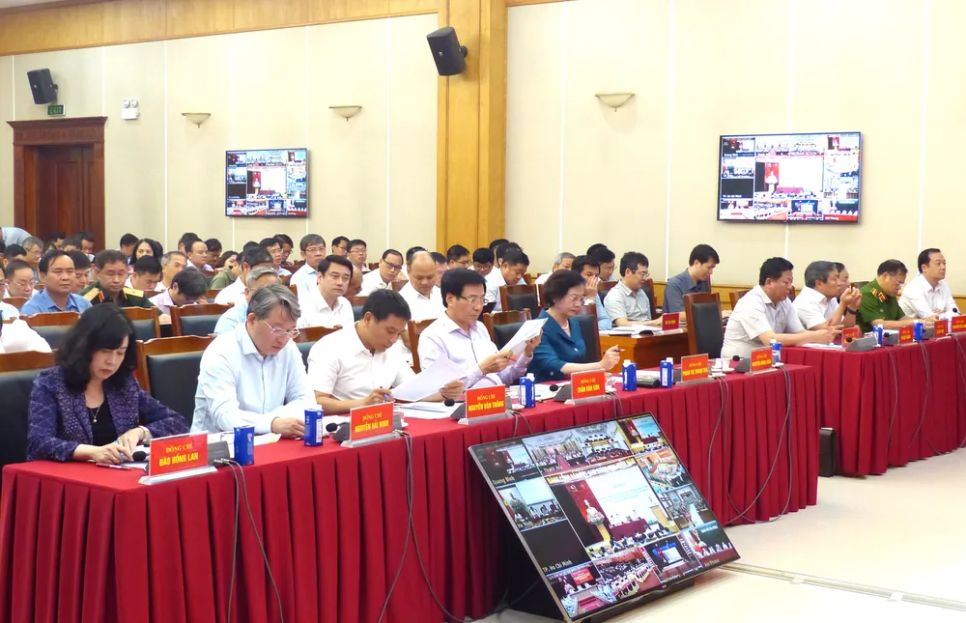 Các đại biểu dự hội nghị tại điểm cầu Văn phòng Trung ương Đảng. Ảnh: TRẦN BÌNH Các đại biểu dự hội nghị tại điểm cầu Văn phòng Trung ương Đảng. Ảnh: TRẦN BÌNH