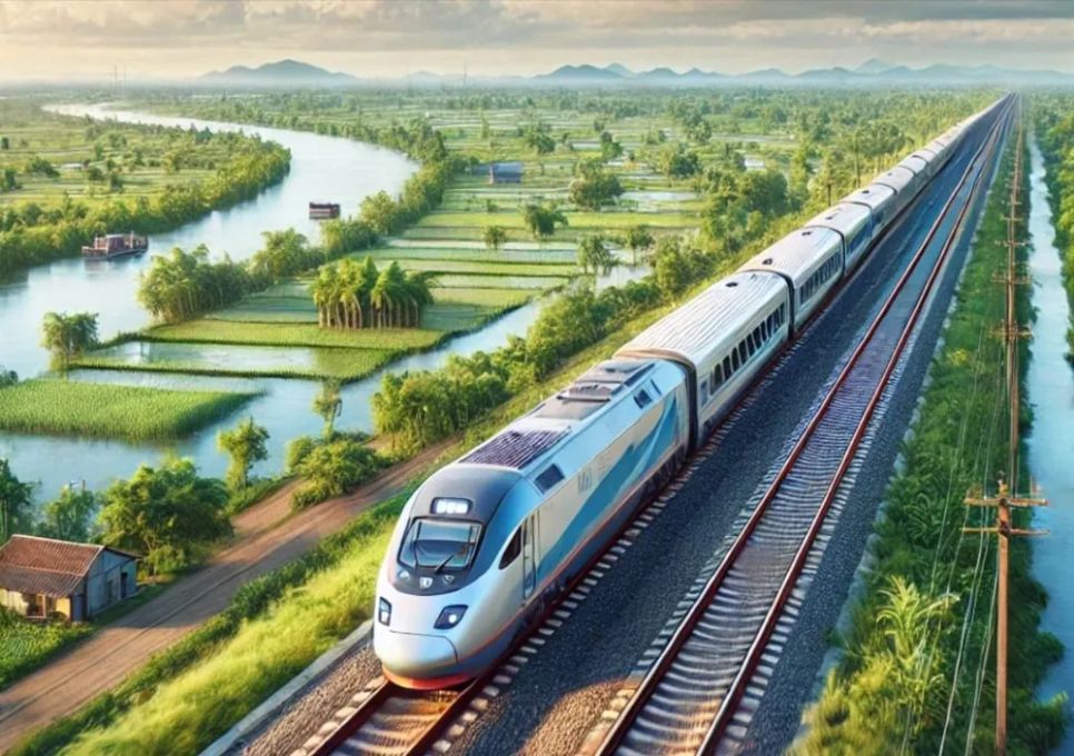 Dự án đầu tư tuyến đường sắt TPHCM - Cần Thơ. Ảnh AI Dự án đầu tư tuyến đường sắt TPHCM - Cần Thơ. Ảnh AI