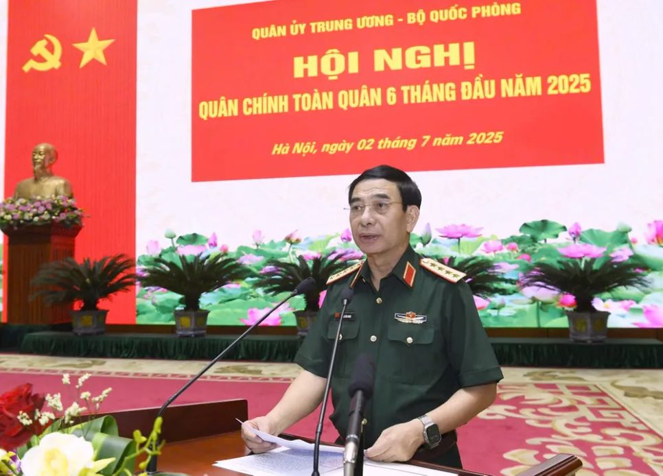 Đại tướng Phan Văn Giang phát biểu khai mạc hội nghị. Ảnh: VIẾT CHUNG