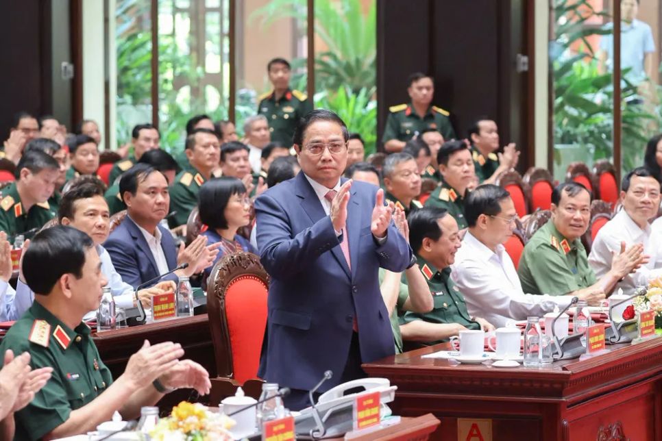 Thủ tướng Phạm Minh Chính dự Hội nghị Quân chính toàn quân 6 tháng đầu năm 2025, chiều 2-7, tại trụ sở Bộ Quốc phòng. Ảnh: VIẾT CHUNG
