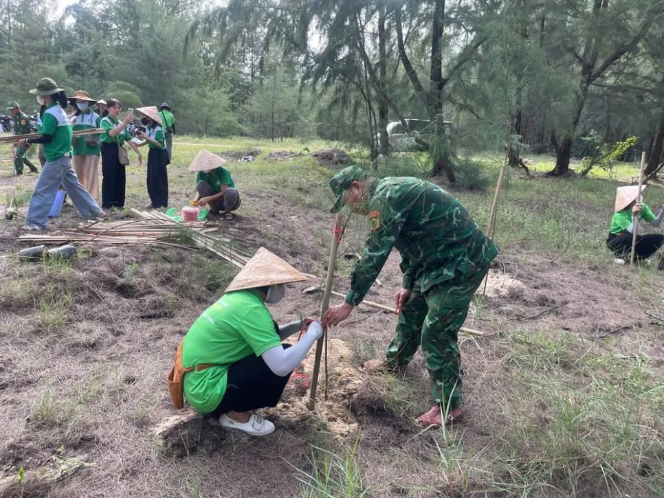 Hội Yêu rác Huế phối hợp với cán bộ, chiến sĩ Trạm Biên phòng biển Thuận An trồng hàng trăm cây phi lao chắn gió ven biển TP Huế Hội Yêu rác Huế phối hợp với cán bộ, chiến sĩ Trạm Biên phòng biển Thuận An trồng hàng trăm cây phi lao chắn gió ven biển TP Huế