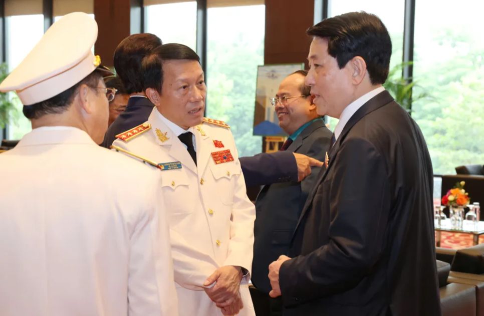 Chủ tịch nước Lương Cường và lãnh đạo Bộ Công an tại buổi lễ. Ảnh: QUANG PHÚC Chủ tịch nước Lương Cường và lãnh đạo Bộ Công an tại buổi lễ. Ảnh: QUANG PHÚC