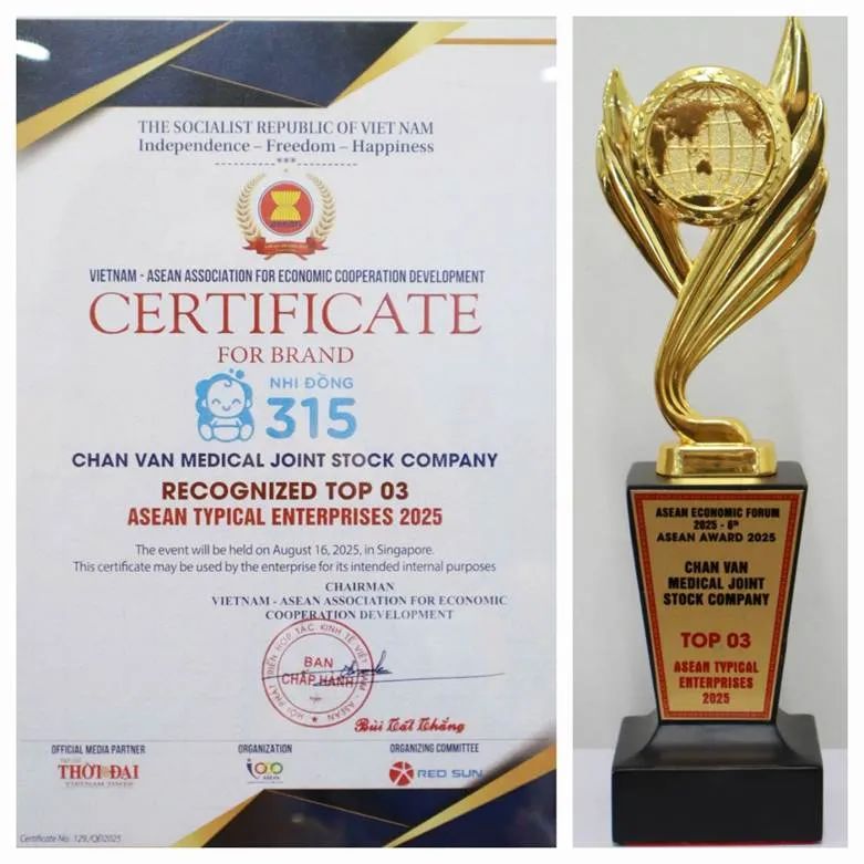 Hệ thống Y tế Nhi đồng 315 được vinh danh top 3 Doanh nghiệp tiêu biểu ASEAN 2025