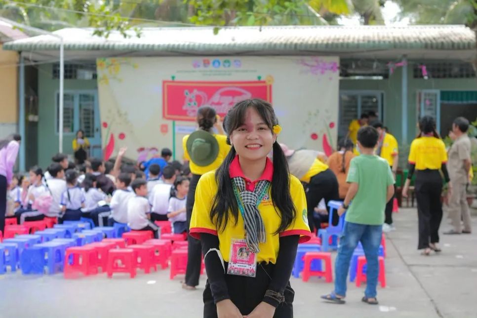Võ Mộng Hoài Tâm, sinh viên ngành Quản trị kinh doanh, Đại học Công nghiệp TPHCM trong chương trình hoạt động tình nguyện mùa hè xanh của nhà trường