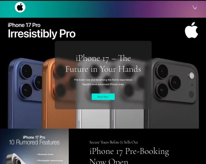 Một trang web lừa đảo giả mạo trang web chính thức của Apple với nút “Đặt hàng ngay” dẫn đến biểu mẫu thu thập dữ liệu tài chính người dùng Một trang web lừa đảo giả mạo trang web chính thức của Apple với nút “Đặt hàng ngay” dẫn đến biểu mẫu thu thập dữ liệu tài chính người dùng