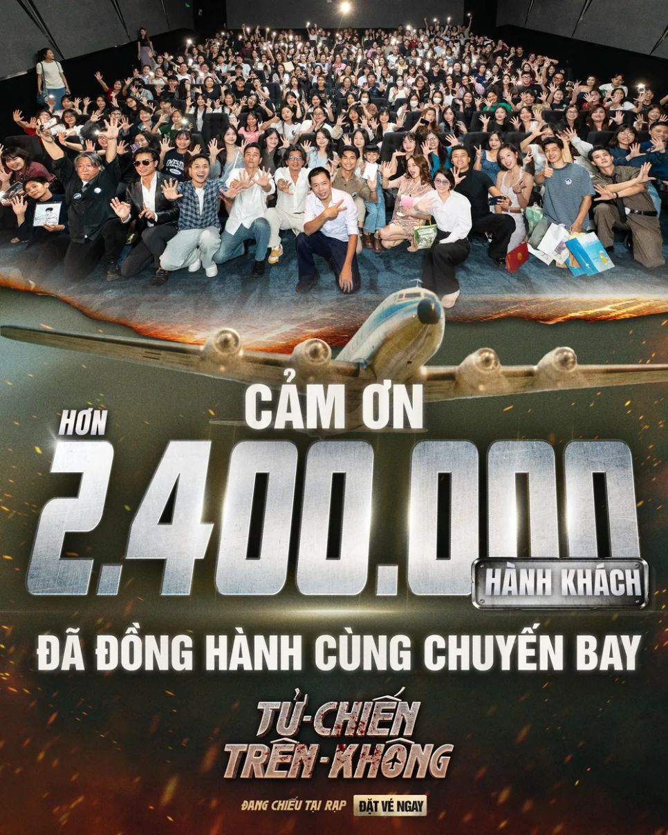 Phim đã bán ra hơn 2,4 triệu vé. Nguồn: Fanpage phim Tử chiến trên không