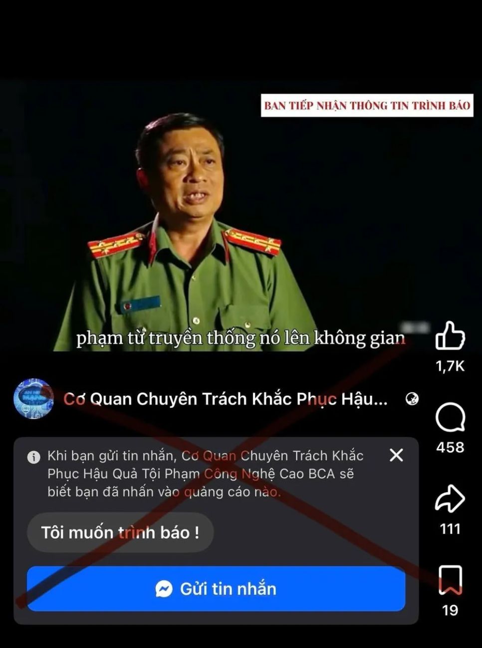 Hình ảnh của Phó Giám đốc Công an tỉnh Quảng Trị bị lừa đảo mạo danh