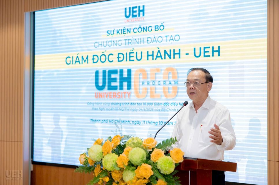 GS.TS. Nguyễn Đông Phong - Chủ tịch Hội đồng Đại học UEH nhiệm kỳ 2020-2025 phát biểu khai mạc GS.TS. Nguyễn Đông Phong - Chủ tịch Hội đồng Đại học UEH nhiệm kỳ 2020-2025 phát biểu khai mạc