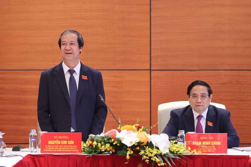 Bộ trưởng Bộ GD-ĐT Nguyễn Kim Sơn phát biểu
