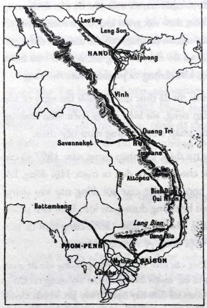 Hình 2: Kế hoạch phát triển đường sắt ở Đông Dương. Nguồn: Paul Doumer (1905). Xứ Đông Dương (Hồi Ký). Bản dịch của Lưu Đình Tuân, Hiệu Constant, Lê Đình Chi, Hoàng Loang, Vũ Thúy (2015). Nhà xuất bản thế giới, Hà Nội.