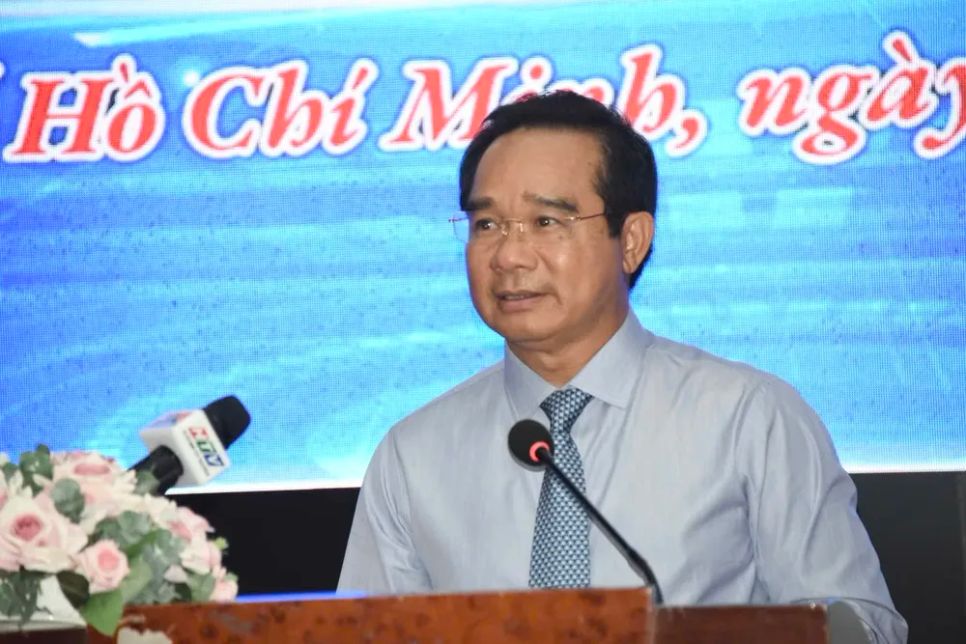 Đồng chí Nguyễn Văn Được, Chủ tịch UBND TPHCM phát biểu tại buổi lễ Đồng chí Nguyễn Văn Được, Chủ tịch UBND TPHCM phát biểu tại buổi lễ