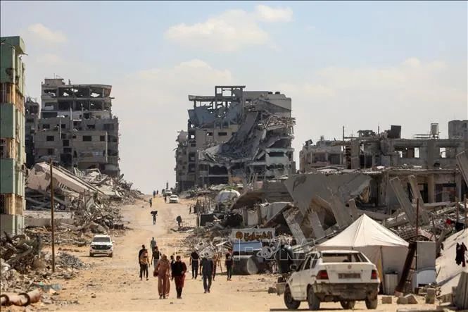Cảnh tàn phá do xung đột tại Gaza. Ảnh: THX/TTXVN Cảnh tàn phá do xung đột tại Gaza. Ảnh: THX/TTXVN