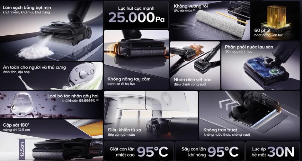 Máy hút bụi lau nhà Roborock F25 Ace Pro an toàn cho trẻ nhỏ, thú cưng