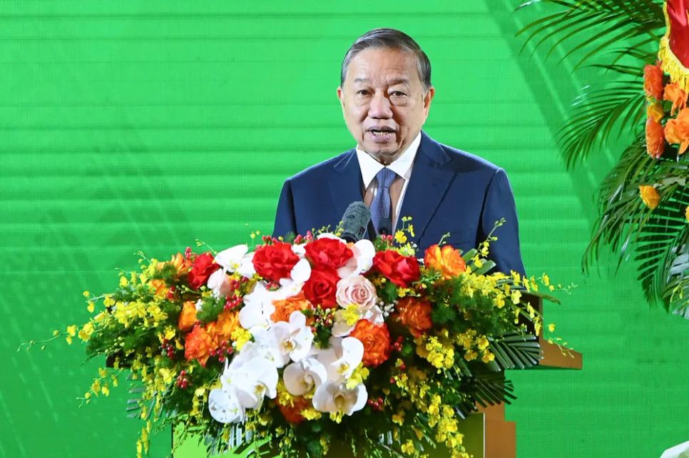 Tổng Bí thư Tô Lâm phát biểu chỉ đạo tại lễ Kỷ niệm 80 năm ngành nông nghiệp và môi trường (1945 - 2025) và Đại hội Thi đua yêu nước lần thứ I. Ảnh: TÙNG ĐINH