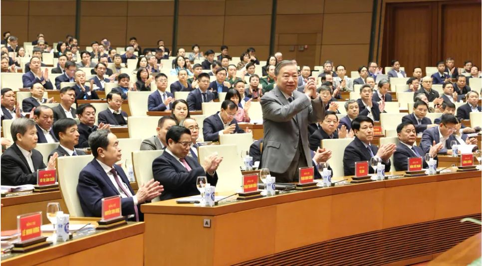 Quang cảnh Hội nghị toàn quốc về đột phá phát triển KH-CN, đổi mới sáng tạo và chuyển đổi số quốc gia do Ban Bí thư Trung ương Đảng tổ chức ngày 13-1-2025 tại Hội trường Diên Hồng - Nhà Quốc hội (hội nghị quán triệt, triển khai toàn diện Nghị quyết 57 của Bộ Chính trị). Ảnh: QUANG PHÚC