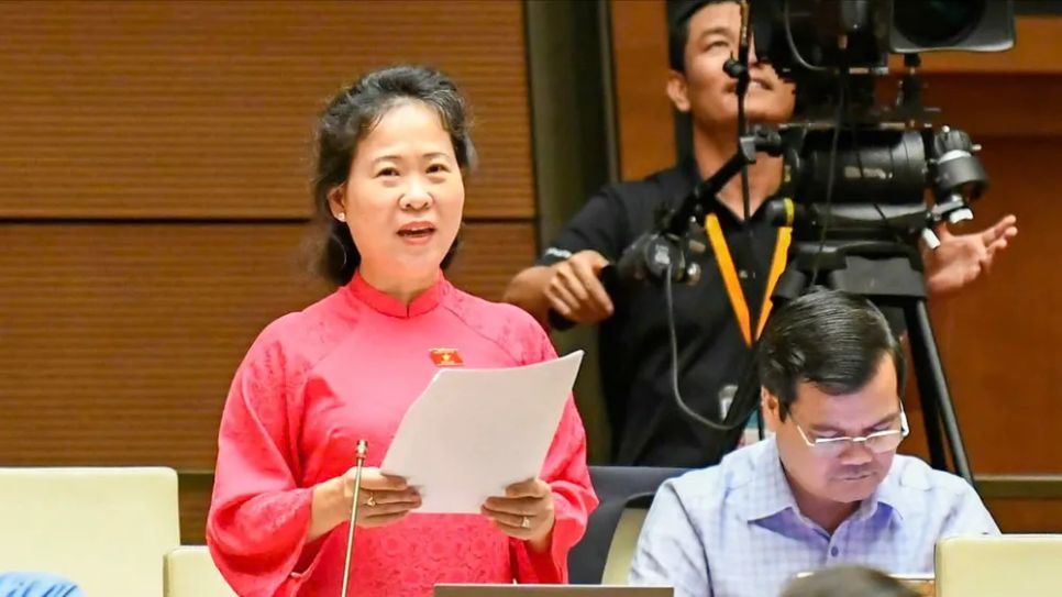 ĐB Tô Ái Vang (Cần Thơ) phát biểu tại phiên họp, chiều 14-11. Ảnh: VIẾT CHUNG ĐB Tô Ái Vang (Cần Thơ) phát biểu tại phiên họp, chiều 14-11. Ảnh: VIẾT CHUNG