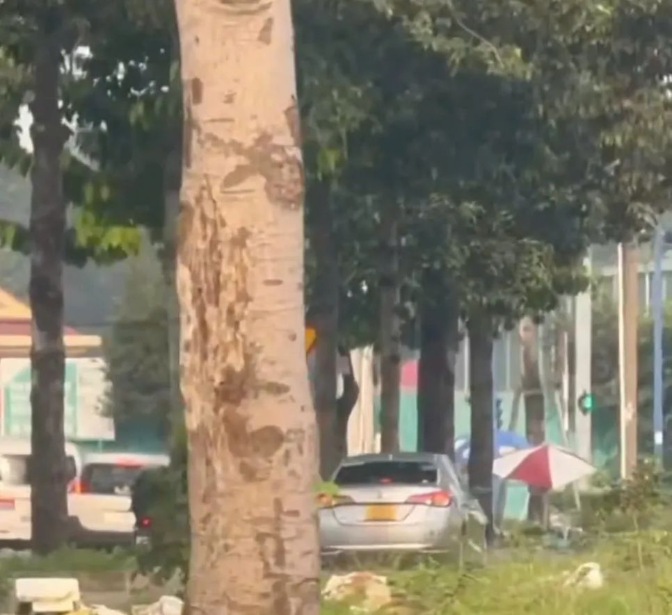 Hình ảnh xe ô tô con biển số vàng leo lề chạy bon bon giữa phố