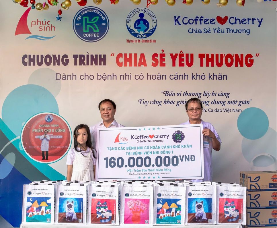 K Coffee & Cherry chia sẻ yêu thương: Trao 330 triệu đồng đồng hành cùng 44 bệnh nhi TP.HCM
