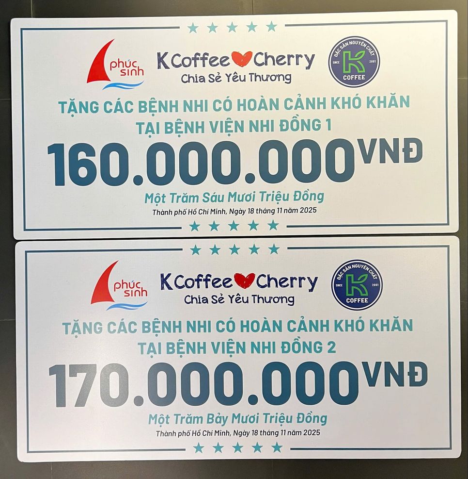 K Coffee & Cherry chia sẻ yêu thương: Trao 330 triệu đồng đồng hành cùng 44 bệnh nhi TP.HCM