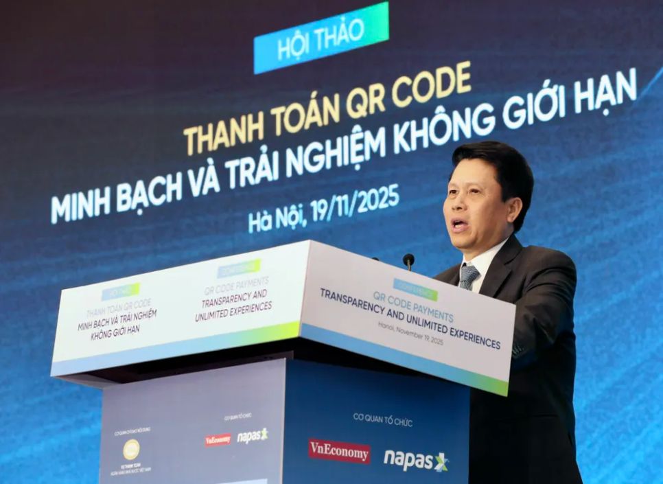 Ông Phạm Tiến Dũng, Phó Thống đốc NHNN phát biểu tại sự kiện, ngày 19-11. Ảnh: LƯU THỦY