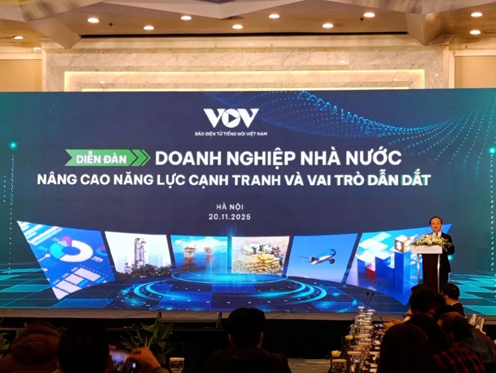 Ông Đỗ Tiến Sỹ, Ủy viên Trung ương Đảng, Tổng Giám đốc Đài Tiếng nói Việt Nam phát biểu tại diễn đàn. Ảnh: LƯU THỦY