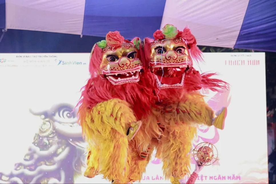 <i>Các phần trình diễn do nhóm lân sư rồng Nhơn Nghĩa Đường thực hiện</i>