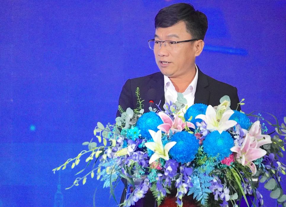 Phó Giám đốc Sở KH-CN TPHCM Trần Trọng Tuyên phát biểu trong lễ khai mạc. Ảnh: QUANG HUY