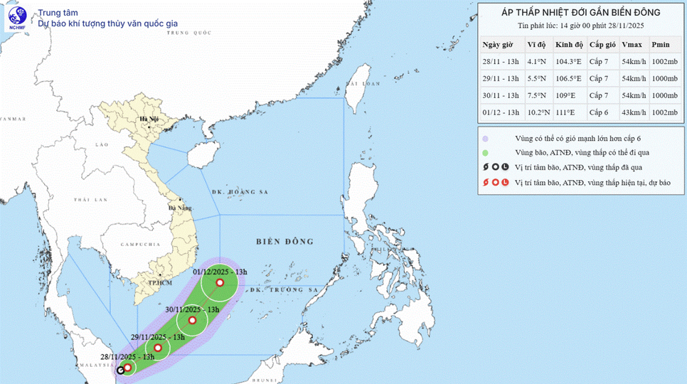 Xuất hiện áp thấp nhiệt đới dị thường đi ngược lên Biển Đông Xuất hiện áp thấp nhiệt đới dị thường đi ngược lên Biển Đông