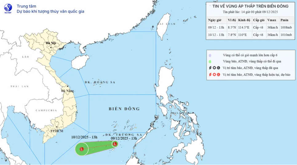 Xuất hiện vùng áp thấp trên khu vực Nam Biển Đông Xuất hiện vùng áp thấp trên khu vực Nam Biển Đông
