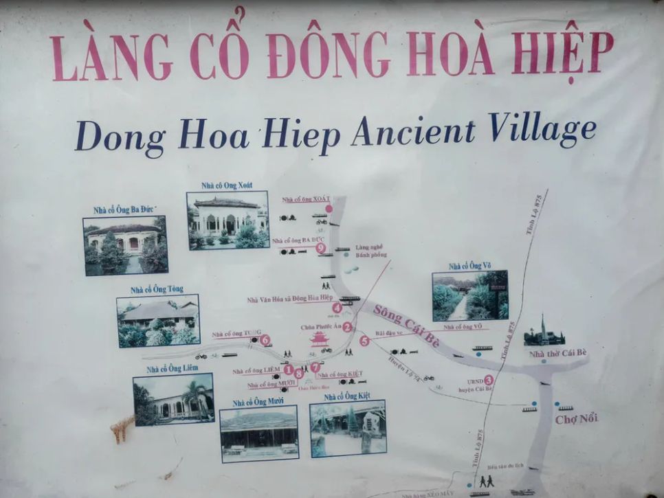 Sơ đồ một số nhà cổ tại Làng nhà cổ Đông Hòa Hiệp