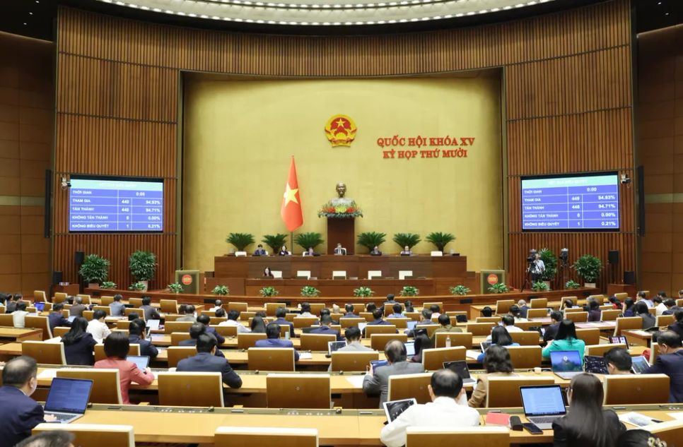 Đại biểu Quốc hội biểu quyết thông qua các luật, nghị quyết, ngày 10-12. Ảnh: QUANG PHÚC