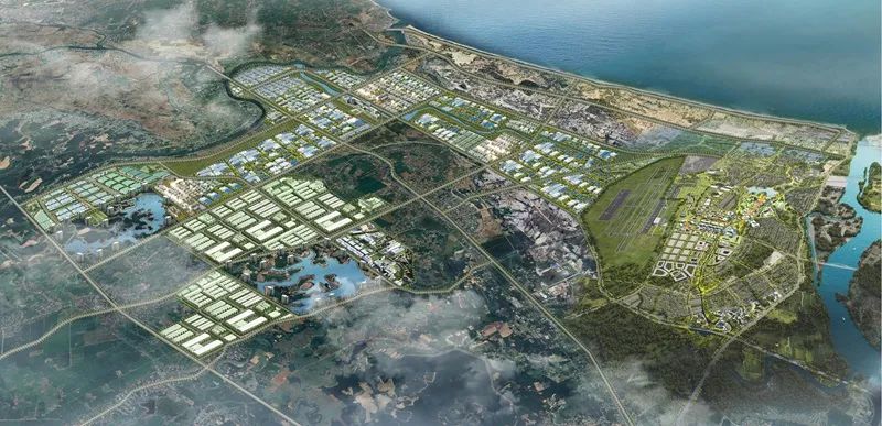 Phối cảnh Tổ hợp công nghiệp hàng không, logistics, dịch vụ, thương mại và đô thị sân bay tại Quảng Trị.