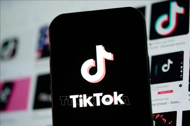 Biểu tượng TikTok trên màn hình điện thoại di động ở Arlington, Virginia, Mỹ. Ảnh minh họa: THX/TTXVN