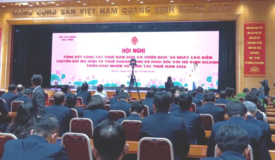 Quang cảnh hội nghị tổng kết công tác thuế năm 2025. Ảnh: LƯU THỦY