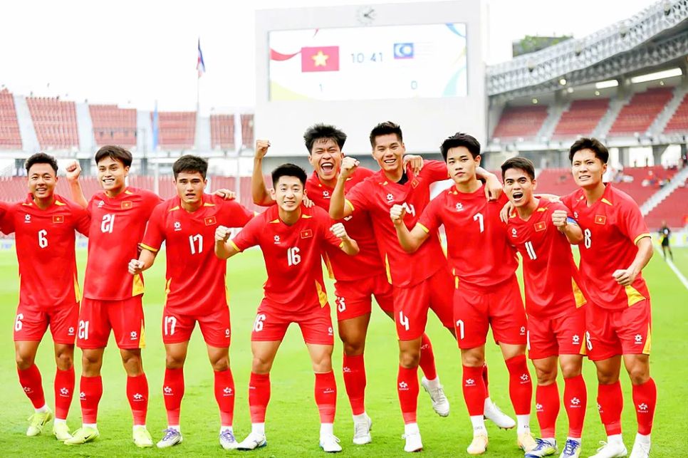 Các cầu thủ U22 Việt Nam tỏa sáng ở đấu trường SEA Games 33 Ảnh: DŨNG PHƯƠNG