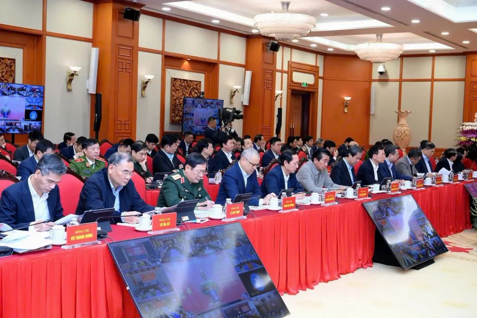 Các đại biểu dự hội nghị tại điểm cầu trụ sở Trung ương Đảng. Ảnh: VIẾT CHUNG