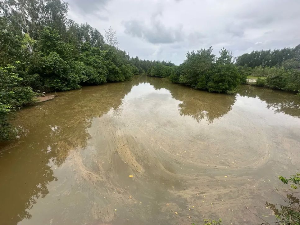 Lượng dầu Diesel chảy xuống dòng sông đoạn từ cầu Sông Đầm đến Bầu Cá Cái gây ô nhiễm môi trường Lượng dầu Diesel chảy xuống dòng sông đoạn từ cầu Sông Đầm đến Bầu Cá Cái gây ô nhiễm môi trường