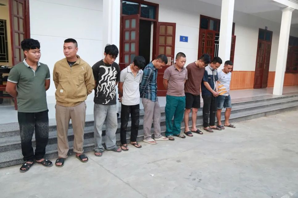 Các đối tượng liên quan bị bắt giữ. Ảnh: Công an Nghệ An