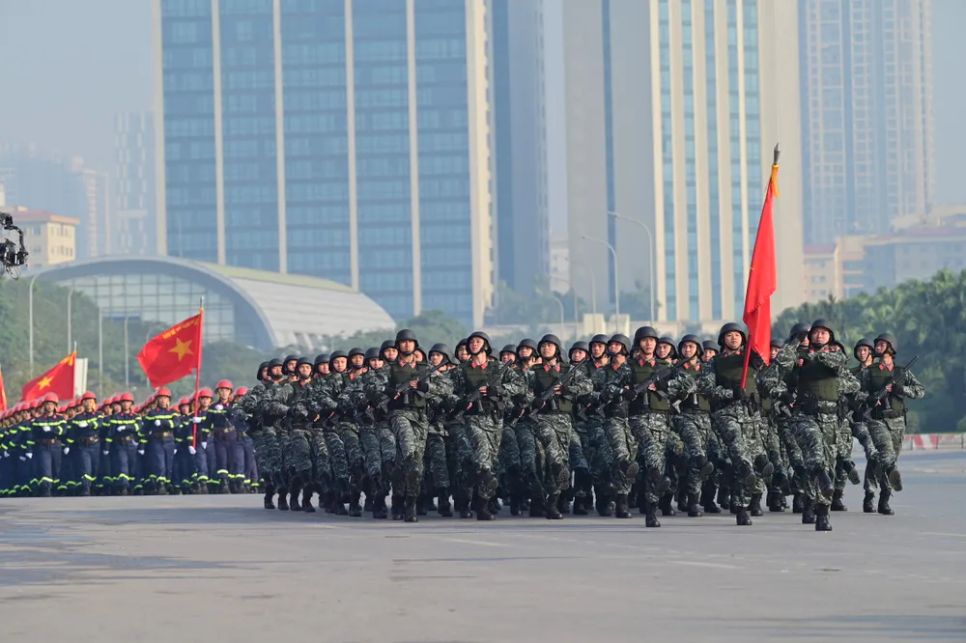 Các lực lượng tại lễ xuất quân tham gia diễu hành