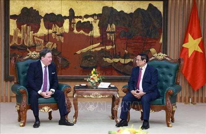 Thủ tướng Phạm Minh Chính tiếp Đại sứ Mỹ tại Việt Nam Marc Knapper chào từ biệt kết thúc nhiệm kỳ công tác. Ảnh: Dương Giang/TTXVN