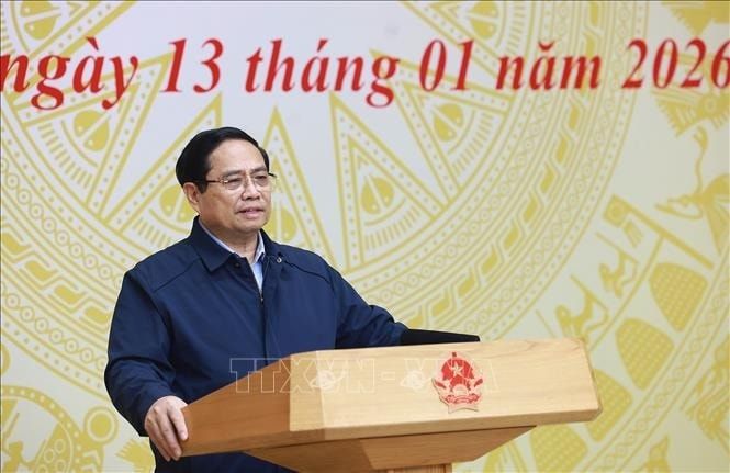 Thủ tướng Phạm Minh Chính chủ trì phiên họp thứ năm của Ban Chỉ đạo Trung ương về chính sách nhà ở và thị trường bất động sản. Ảnh: Dương Giang/TTXVN