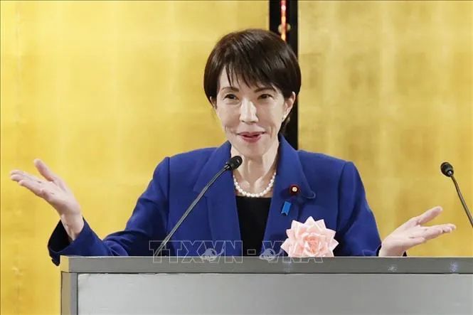 Thủ tướng Nhật Bản Sanae Takaichi phát biểu tại Tokyo ngày 6/1/2026. Ảnh: Kyodo/TTXVN