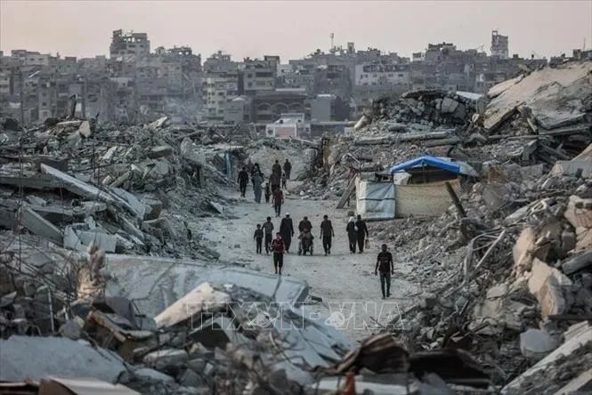 Cảnh đổ nát do xung đột tại Gaza. Ảnh: IRNA/TTXVN