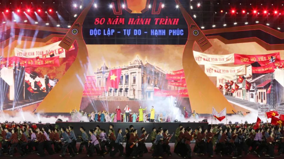 Chương trình nghệ thuật quốc gia “80 năm Hành trình Độc lập - Tự do - Hạnh phúc” diễn ra tại Hà Nội ngày 1-9-2025. Ảnh minh họa theo bài
