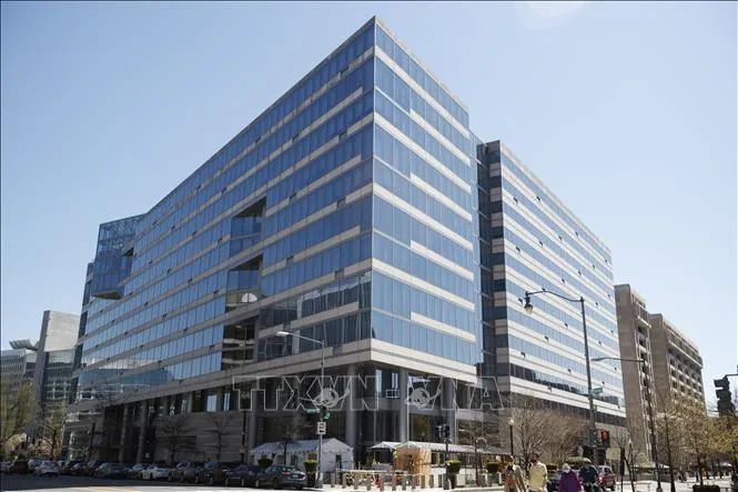 Trụ sở Quỹ Tiền tệ Quốc tế (IMF) tại Washington, D.C., Mỹ. Ảnh: THX/TTXVN