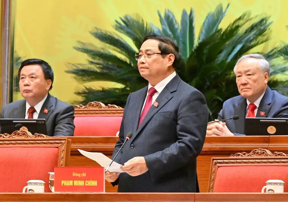 Thủ tướng Phạm Minh Chính điều hành phiên khai mạc Đại hội đại biểu toàn quốc lần thứ XIV của Đảng, sáng 20-1. Ảnh: VIẾT CHUNG