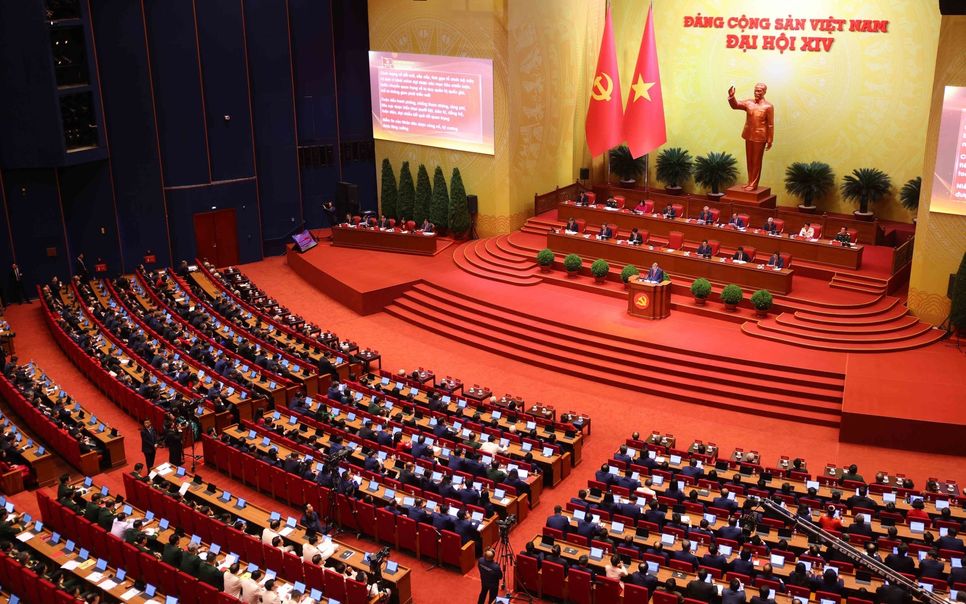 Đại hội diễn ra trong không khí trang nghiêm, với sự tham dự của 1.586 đại biểu, đại diện cho hơn 5,6 triệu đảng viên trên cả nước. Ảnh: TTXVN