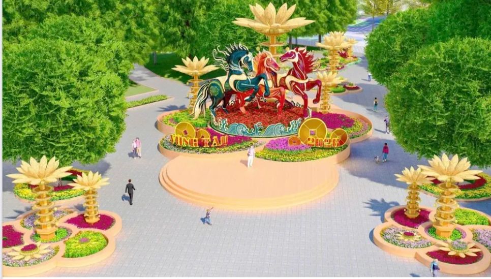 Linh vật Ngựa là điểm nhấn của Hội hoa xuân Vũng Tàu.