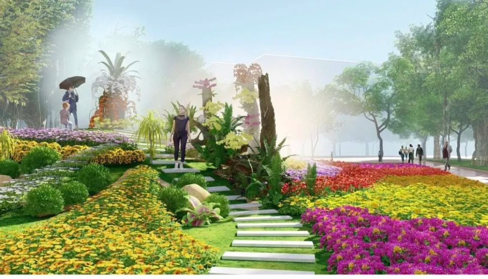 Phối cảnh đồi hoa thảo nguyên .