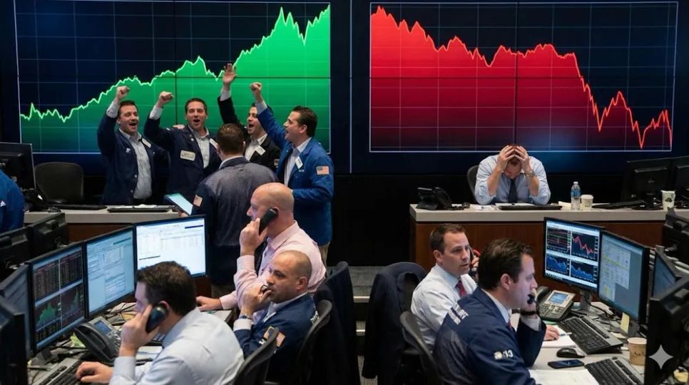 Chứng khoán Mỹ trái chiều. Ảnh minh họa: AI Chứng khoán Mỹ trái chiều. Ảnh minh họa: AI